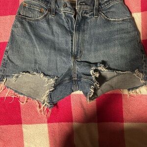 Abercrombie & Fitch Blue Jean Shorts Distressed Frayed Hem